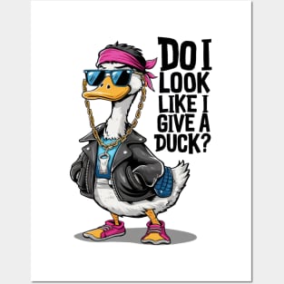 Cool Duck in Sunglasses and Leather Vest - Do I Look Like I Give a Duck? Posters and Art